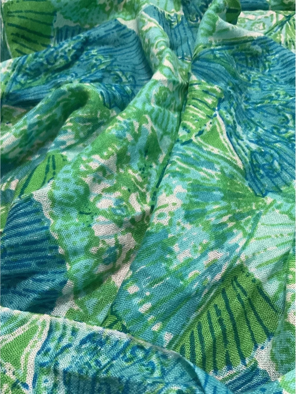 Lilly Pulitzer Fans Silk and Cashmere Scarf with Fringe